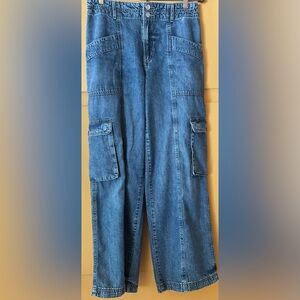 M Blue Denim Cargo Pants